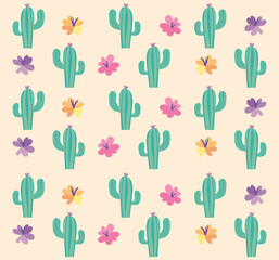flowers and cactus pattern