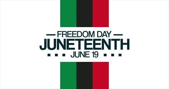 Juneteenth. June 19, Freedom Day. Motion design holiday animation footage. Loop video.