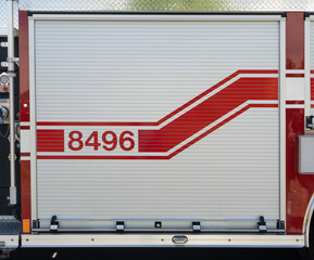 Rollup door on the side of a fire engine