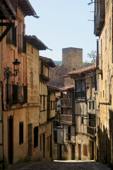 Fototapeta na wymiar An old street in Frías, Burgos, Spain