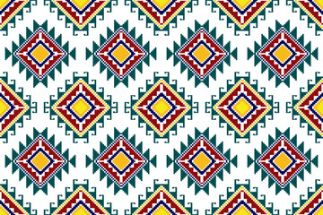 Ikat abstract geometric ethnic textile seamless pattern design. Aztec fabric carpet mandala ornaments textile decorations wallpaper. Tribal boho native textile turkey traditional embroidery vector 