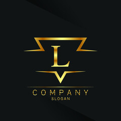 L letter logo Gold 3D