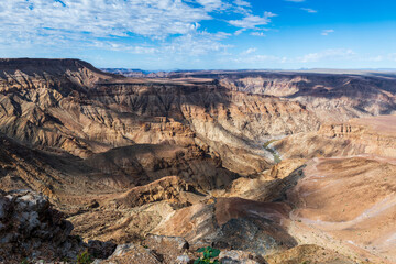 Fish river canyon in Namibia. Beautiful landscape. Day time.