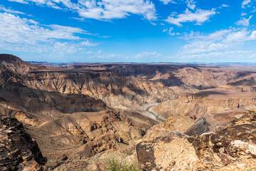 Fish river canyon in Namibia. Beautiful landscape. Day time.
