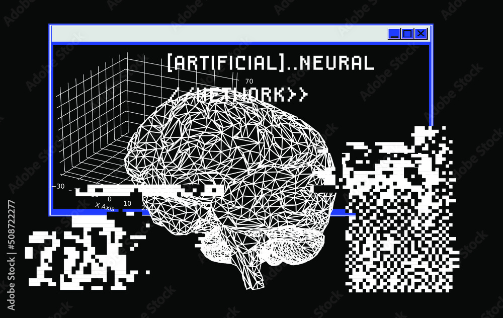 Aufkleber 3d low-poly model of a human brain. concept of the neural network and ai.