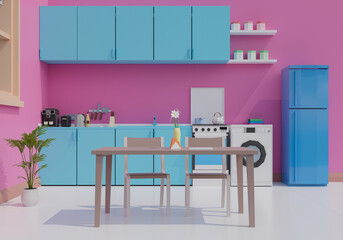 3D render of  interior with table chair