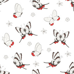 illustration Beautiful butterfly and flower botanical leaf seamless pattern for love wedding valentines day or arrangement invitation design greeting card