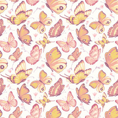 illustration Beautiful butterfly and flower botanical leaf seamless pattern for love wedding valentines day or arrangement invitation design greeting card