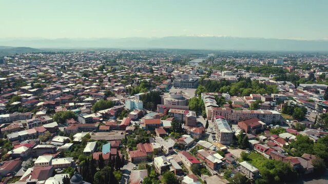 famous ancient Georgian city Kutaisi from drone. High quality 4k footage