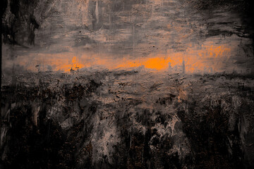 oil on canvas abstract orange and black paints