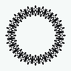 Round calligraphy white on black vector frames. Flourishes vintage borders, filigree circle elements , retro outline frame for wedding invitation, page decoration or label.