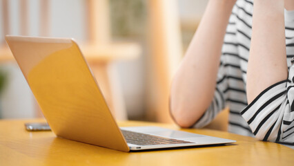 Fototapeta premium ノートパソコンを操作する若い女性