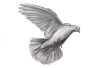 white dove digital drawing white background