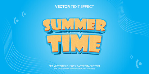 Summer time beach cartoon 3d style editable text effect