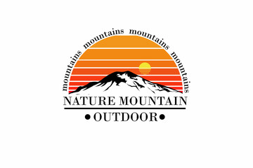 Nature mountain outdoor retro vintage landscape design