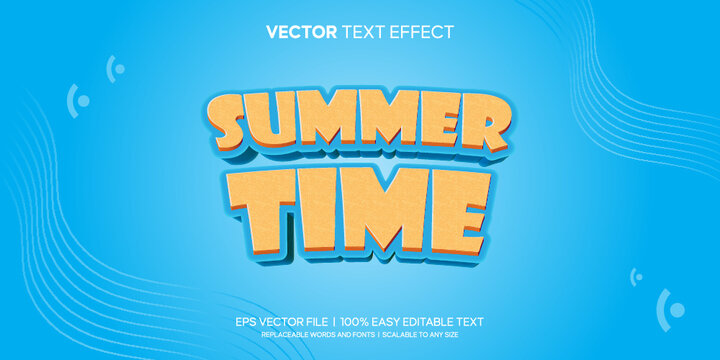 Summer time beach cartoon 3d style editable text effect - Powered by Adobe