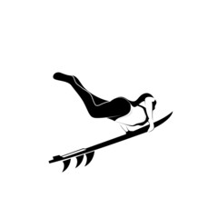 silhouette surfing people logo vector