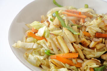 自宅で作った野菜炒め（お母さんの作った家庭料理）