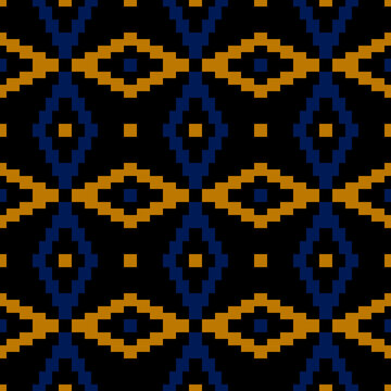 classic geometric ornament. black blue and golod repetitive background. vector seamless pattern. fabric swatch. wrapping paper. abstract continuous print. design template for decor, apparel, textile