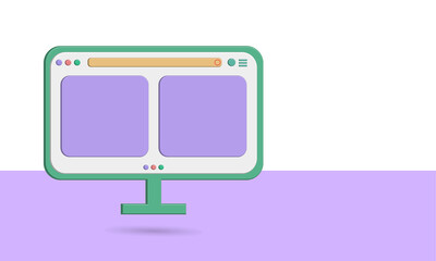 blank screen computer icon vector, with website layout