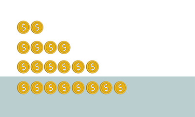 Coin money icon currency value increase due to global inflation