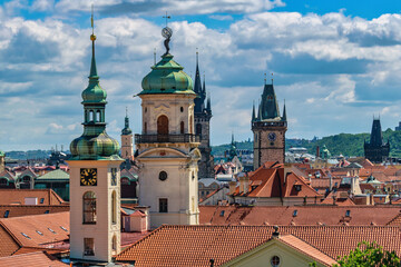 Fototapeta premium Prague Czech Republic, high angle view city skyline at Prague old town, Czechia
