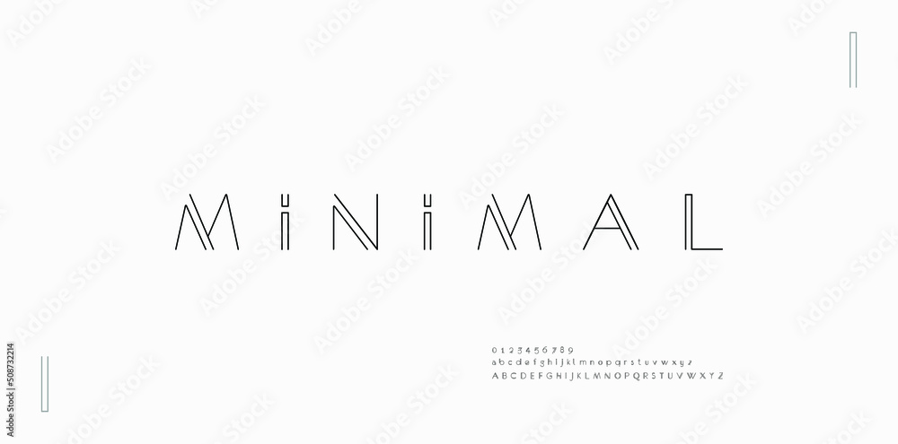 Aufkleber minimal modern alphabet fonts and numbers. abstract urban thin line font typography typeface upperca