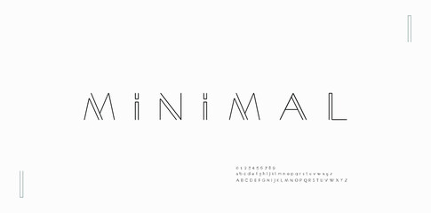 Minimal modern alphabet fonts and numbers. Abstract urban thin line font typography typeface uppercase lowercase. vector illustration