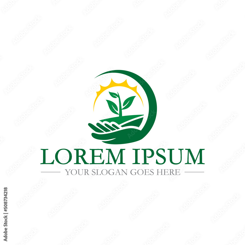 Wall mural farm logo , agriculture logo vector