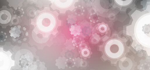 Abstract Technology hexagon cogs design background. Digital futuristic, background grey and red