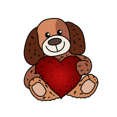 Puppy toy with red heart