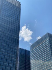 Tokyo sky year 2022 with Tokyo station area office city buildings, June 4th summer