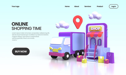 Online Shopping concept illustration Landing page template for business idea concept background