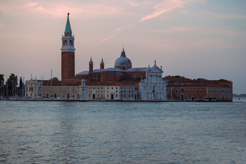 Fototapeta premium Medieval Cathedral of San Giorgio Maggiore in September sunrise. Venice, Italy