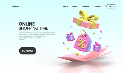 Online Shopping concept illustration Landing page template for business idea concept background