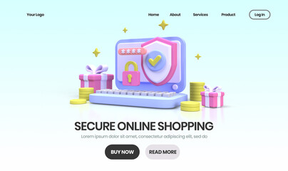Secure online shopping concept illustration Landing page template for business idea concept background
