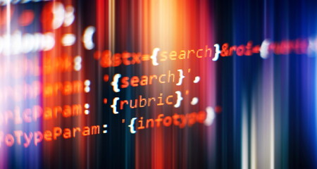 Software develop company office. Database bits access stream visualisation. Programming code abstract