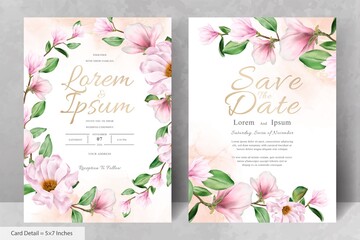 Elegant Magnolia Arrangement Flower Wedding Invitation Card Template