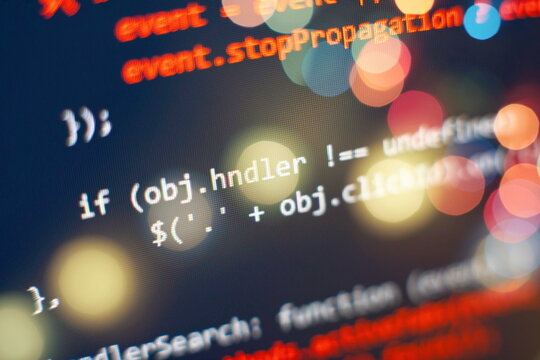 IT business. Python code computer screen. Mobile application design Concept.