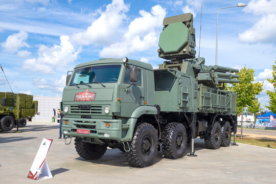 MOSCOW REGION, RUSSIA - AUGUST 25, 2020: Russian self-propelled anti-aircraft missile and gun complex "Pantsir-S"