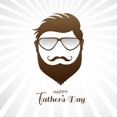 Beautiful man face with beard on mustache glasses happy fathers day background