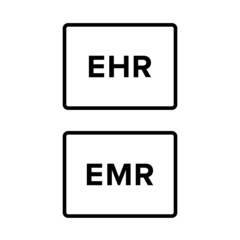 Mobile EHR - electronic health records and mobile EMR - electronic medical records set flat vector icon for medical apps and websites