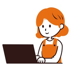 ノートパソコンを使う女性