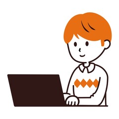 ノートパソコンを使う男性