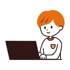ソートパソコンを使う男の子