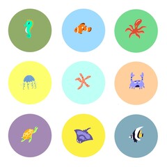 a set of stickers with marine life