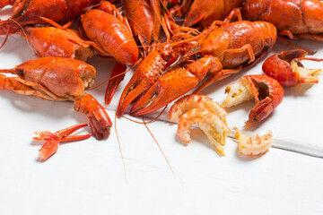 Boiled Crawfish on a White Background