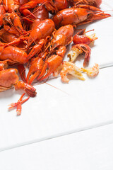 Boiled Crawfish on a White Background