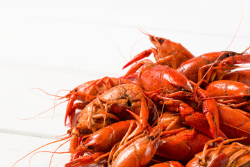 Boiled Crawfish on a White Background