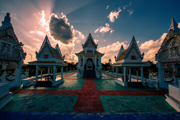 Background of old tourist attractions,Church in the water (Wat Thung Siad) in Surat Thani of...